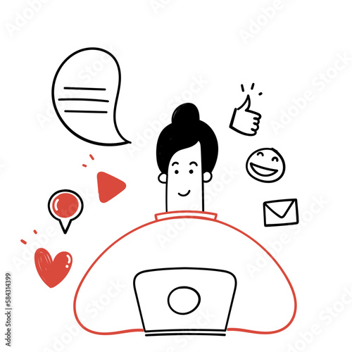 hand drawn doodle Internet social networking illustration vector