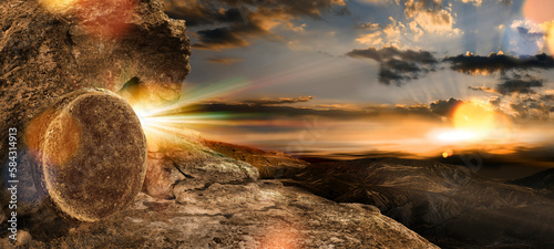 Quadro su tela Tomb on a hill in the morning
