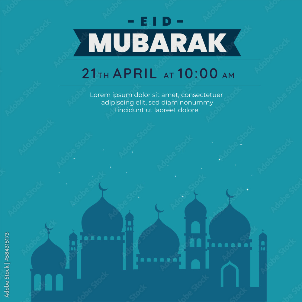 Islamic greetings eid mubarak social media template design