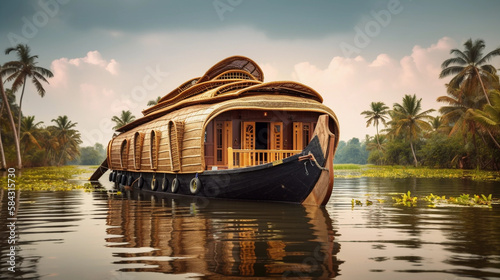 House boat on the river side kerala  photo