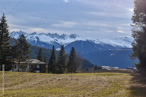 Beautiful view on little mountainous village, Seefeld in Tirol.