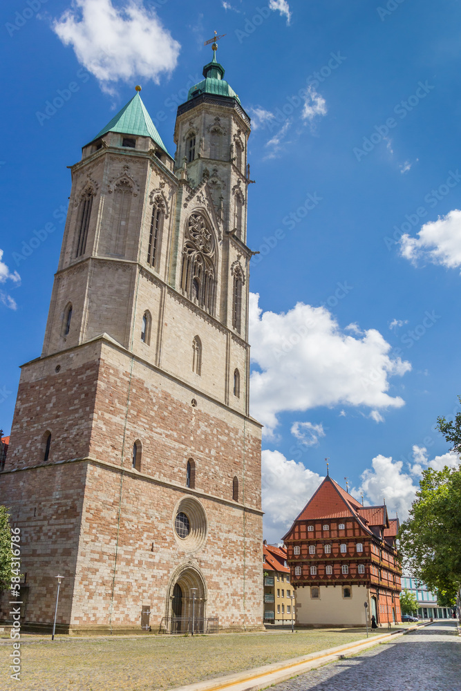 Historic Andreaskirche church and weigh house in Braunschweig, Germany