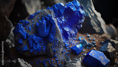 Azurite Cobalt Blue Stone. ai