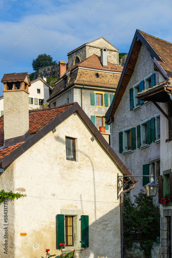 Village dans les vignobles du Lavaux en Suisse 