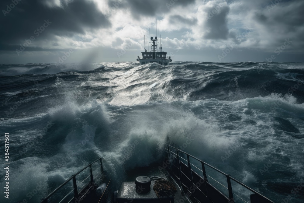 Fototapeta premium storm over the sea. Generative AI.