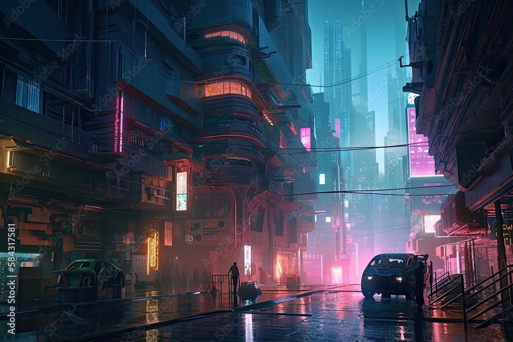 Cyberpunk Cities. Generative AI.