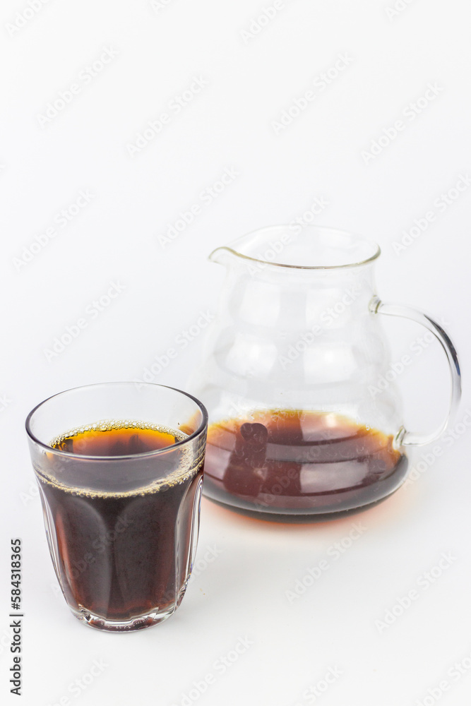 Coffee in a glass cup on a white background, isolate Coffee in a glass cup on a white background, isolate
