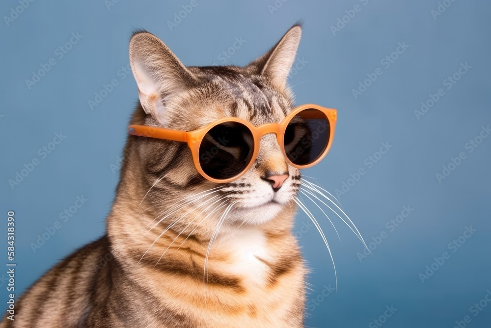 Cool and zen isolated cat with sunglasses