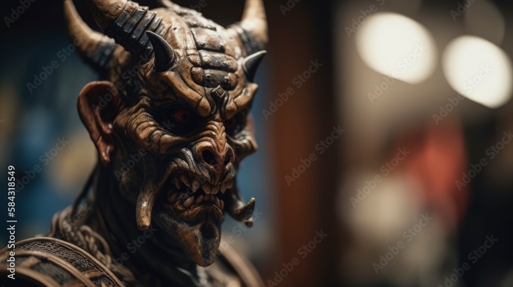 Close-up Portrait of Person Wearing Asian Dragon Mask for Cultural and Festive Themes. Orc like make up, generative ai Close-up Portrait of Person Wearing Asian Dragon Mask for Cultural and Festive Themes. Orc like make up, generative ai