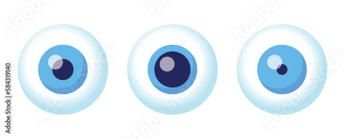 eyeball set blue color isolated on white, eye graphic blue for icon, eyeball illustration for clip art, eyesight symbol, eyeball cartoon for look view vision and see concept, vector