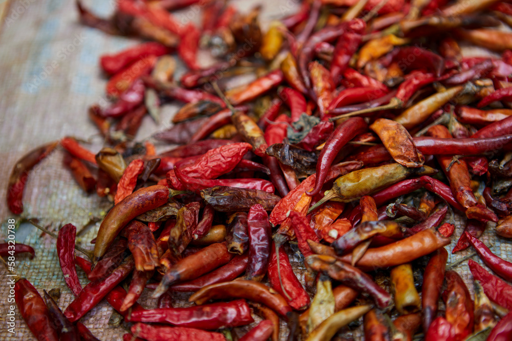 Dried red hot peppers