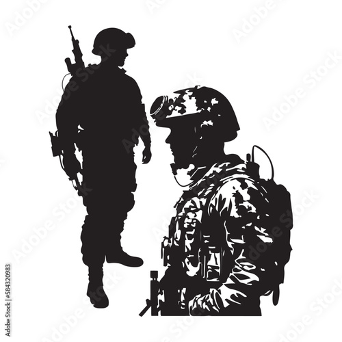 silhouette of a soldier. Soldier vector silhouette. Special Force vector silhouette. Soldier silhouette. Army, Special force Silhouette