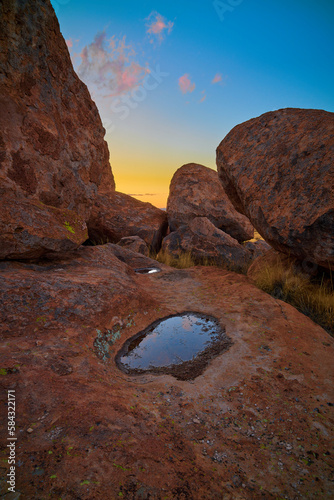 Pools of water at City of Rocks State Park, New Mexico.