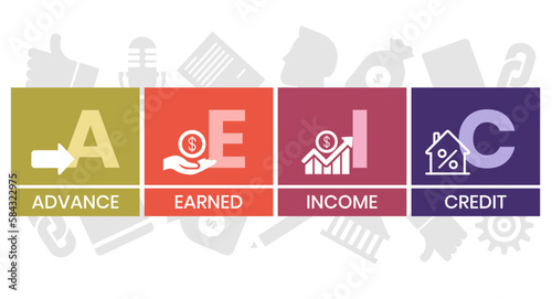 AEIC - Advance Earned Income Credit acronym. business concept background. vector illustration concept with keywords and icons. lettering illustration with icons for web banner, flyer