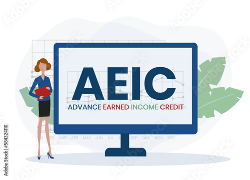 AEIC - Advance Earned Income Credit acronym. business concept background. vector illustration concept with keywords and icons. lettering illustration with icons for web banner, flyer