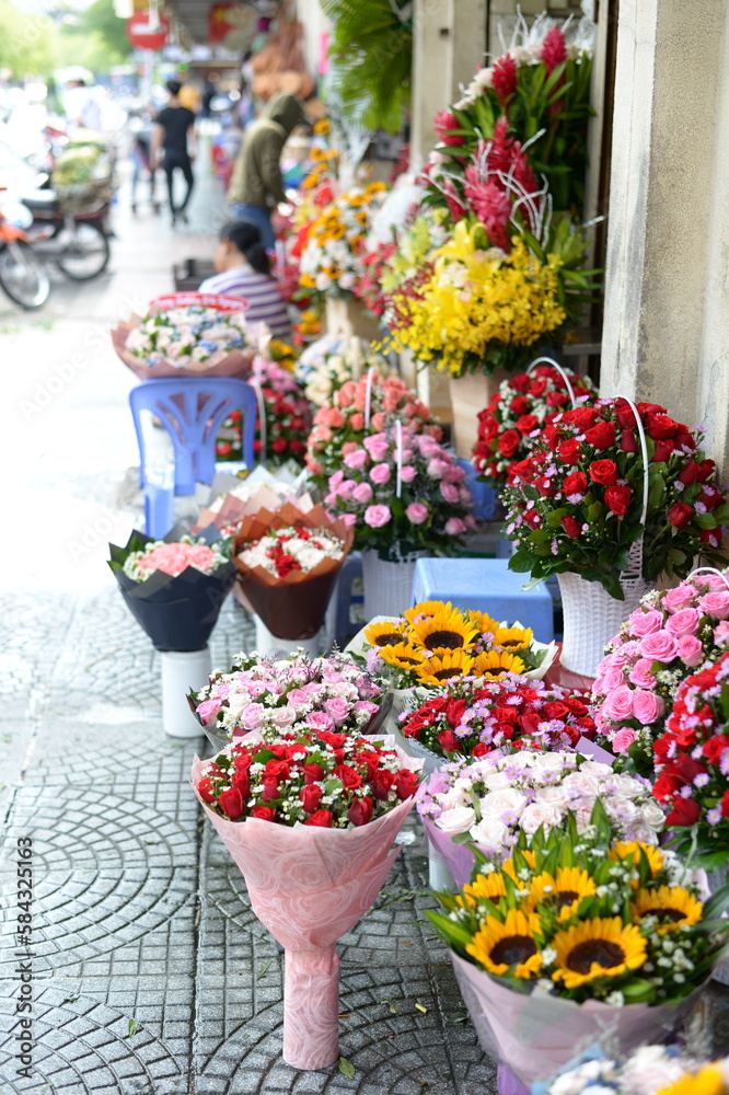 A scenery of the market in Vietnam