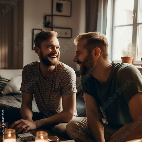 Dos hombres felices IA generativa