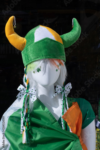 Photography irish costume and souvenirs on a shop mannequin