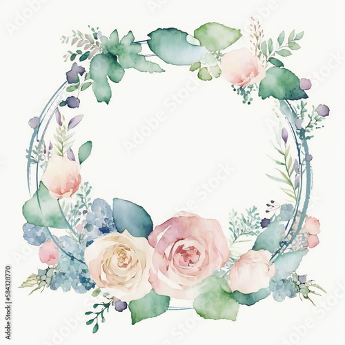 Floral Frame for Elegant Greeting Cards  Invitations  and Wedding Announcements with Copy Space