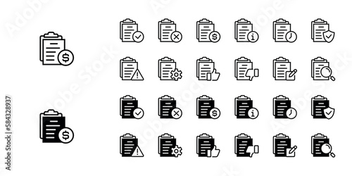 Set of document contract status icon collection paper illustration full process for business approval symbol vector design