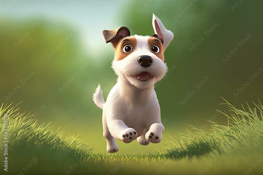 Cute Cartoon Jack Russell Terrier Running through a Meadow (Created with Generative AI)
Cute Cartoon Jack Russell Terrier Running through a Meadow (Created with Generative AI)