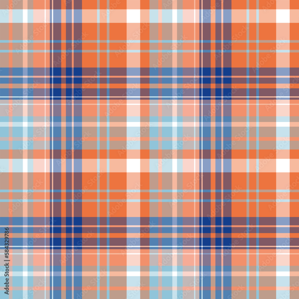 Obraz premium Seamless pattern in unusual light and dark blue and orange colors for plaid, fabric, textile, clothes, tablecloth and other things. Vector image.