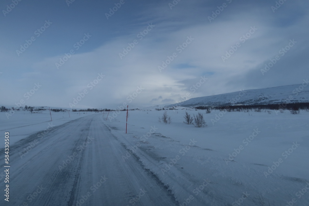 Icy road in winter norway scandinavia