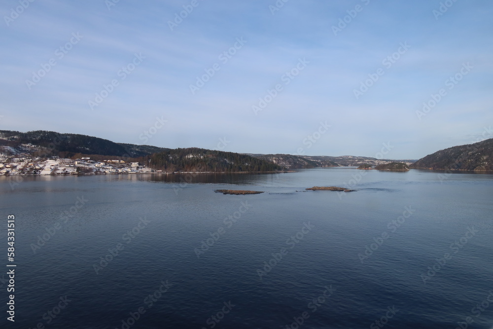 Oslo Fjord panoramic view from ship