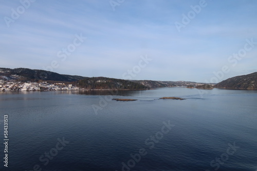 Oslo Fjord panoramic view from ship