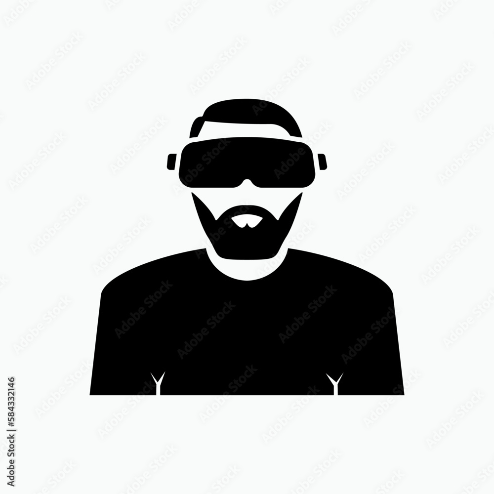 Virtual Reality Icon. 360 Degree View, Virtual Reality Helmet - Panorama  Illustration As A Simple Vector Sign & Trendy Symbol for Design and Websites, Presentation or Mobile Application.   