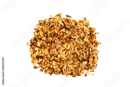 smoking chips for grilling laid out in different shapes on a white background