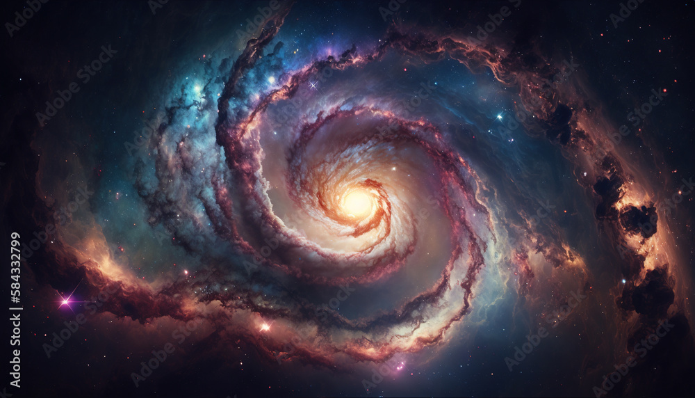 Galaxy, nebula, beautiful universe wallpaper. AI	