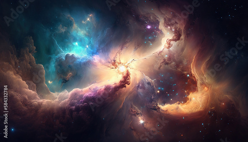 Galaxy, nebula, beautiful universe wallpaper. AI 