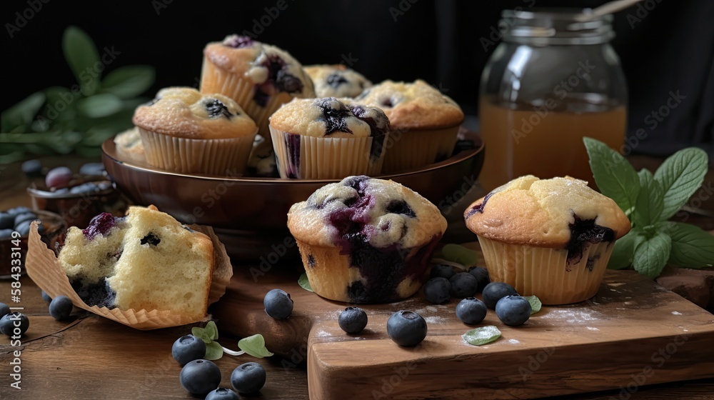 Blueberry muffins, generative ai Blueberry muffins, generative ai