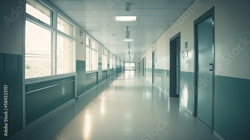 blur image background of corridor in hospital or clinic image, generative ai