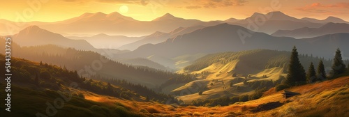 Mountain landscape at sunset  generative ai