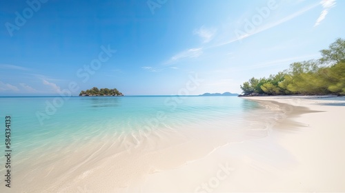 Tranquil beach scene. Exotic tropical beach landscape for background  generative ai