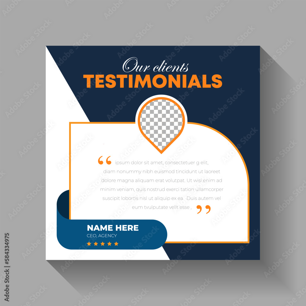 Fototapeta premium Customer feedback testimonial creative Instagram Post and social media banner design or square flyer template