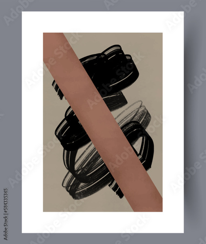 Abstract conceptualism artistic shapes wall art print. Contemporary decorative background with shapes. Printable minimal abstract conceptualism poster. Wall artwork for interior design.