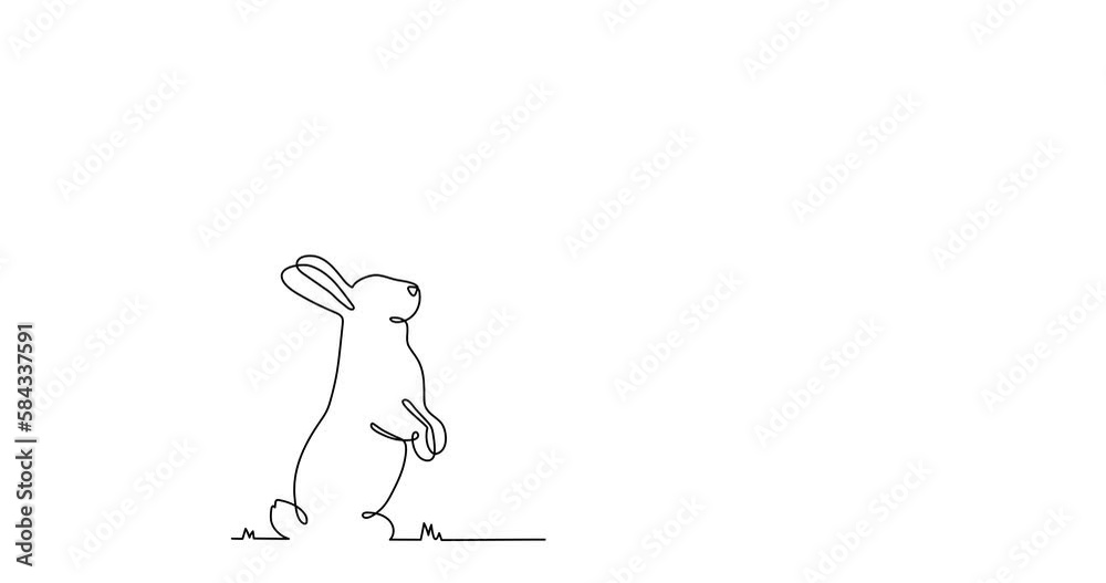Easter bunny and eggs one line animation, hand drawn paschal rabbit continuous contour motion.Christian holiday design, festive decoration,simple design.4k movie Easter bunny and eggs one line animation, hand drawn paschal rabbit continuous contour motion.Christian holiday design, festive decoration,simple design.4k movie