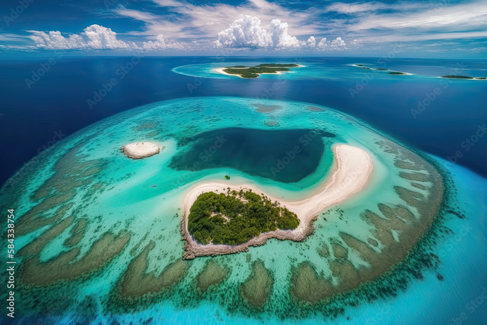 Island chains in the sea. Aerial photos of the Philippine dream islands