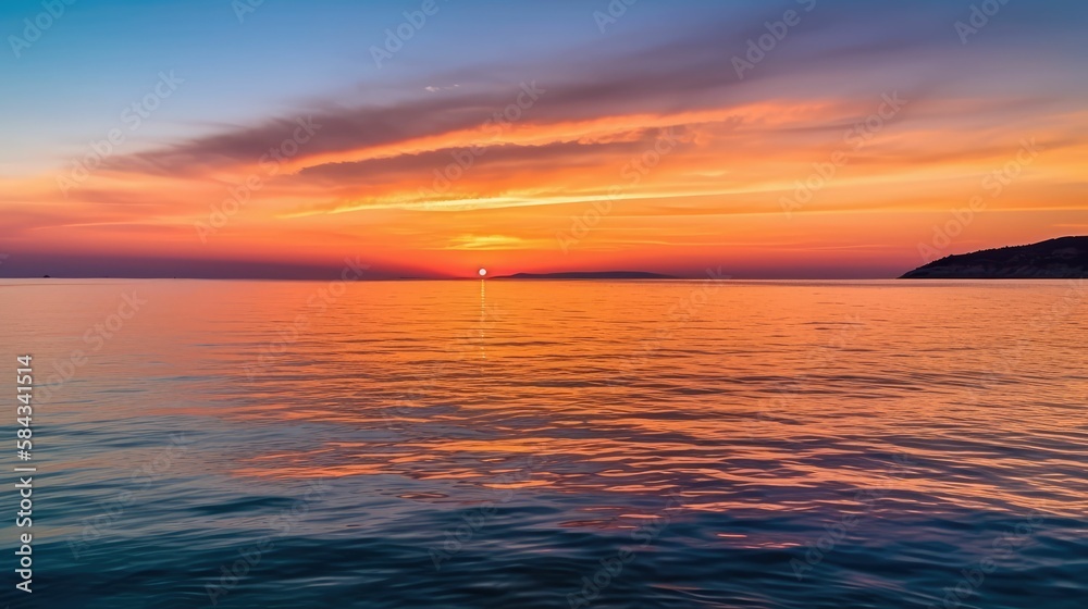 sunset over the sea, generative AI
