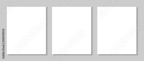 White blank papers with shadows on the pink background. Templates for presentation of design. Mock up for magazine or catalogue. Empty place for text or blank. Corporate design.