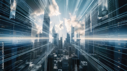 futuristic city high speed lights  generative AI