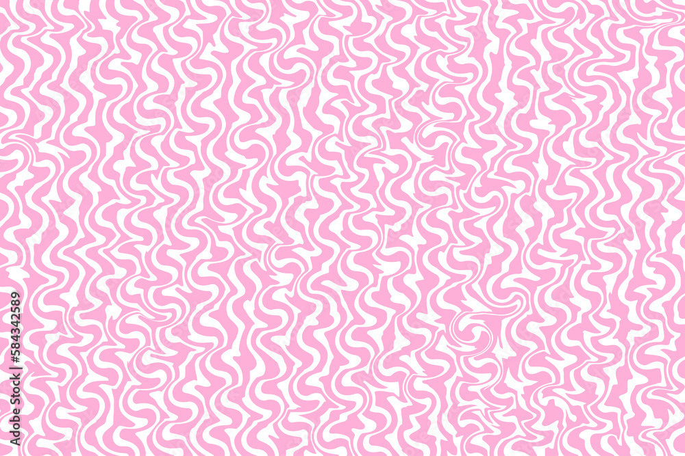 Psychedelic abstract pink background in trendy retro trippy y2k style. Hippie Aesthetic 60s, 70s, 80s style. Wavy Swirl Pattern. Vector Illustration