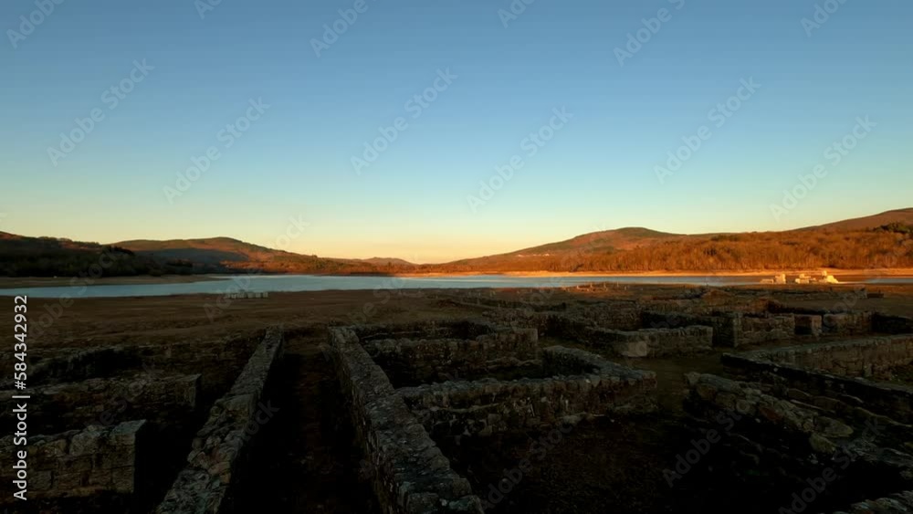 Aerial view of an archeological site with Roman ruins in Galicia, Spain Aerial view of an archeological site with Roman ruins in Galicia, Spain