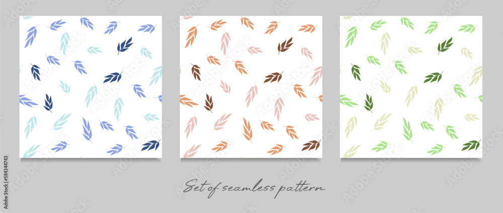 Set of patterns. Seamless Pattern from branches. Nature Foliage Texture. Spring Dress Design. Floral Pattern. Vector Fern Leaves. Cute Botanical Border. Elegant Flower Print. Endless leaves Pattern. Set of patterns. Seamless Pattern from branches. Nature Foliage Texture. Spring Dress Design. Floral Pattern. Vector Fern Leaves. Cute Botanical Border. Elegant Flower Print. Endless leaves Pattern.
