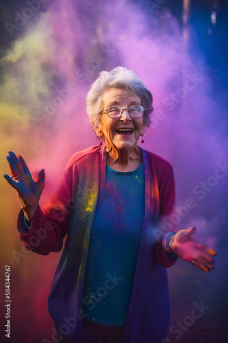 AI illustration of a elderly woman enjoying life