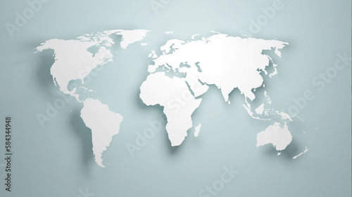 Fototapeta Naklejka Na Ścianę i Meble -  World map banner concept. Detailed flat map of continents. 3d rendering