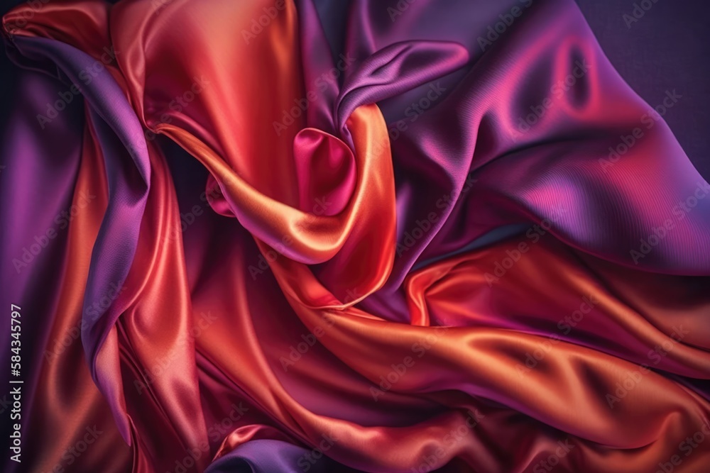 Colourful silk shiny and crumpled fabric textures, created using generative ai technology Colourful silk shiny and crumpled fabric textures, created using generative ai technology